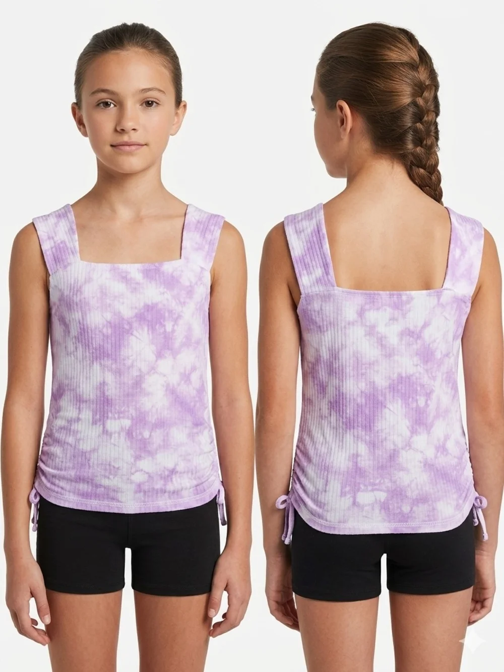 Justice Lavender Tie-Dye Ribbed Square Neck Tank NWOT Girl's XL Plus